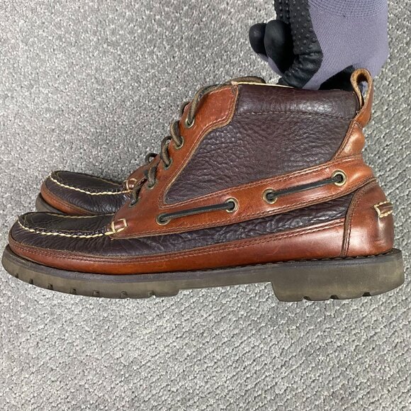 LL Bean Allagash Bison Chukka Boots Men's 9 D Brown Leather 0FCH1 OFCH1 - Picture 1 of 16